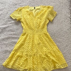 Sunny Yellow Eyelet Mini Dress